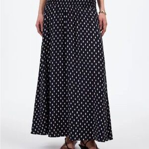 NWOT Madewell Smocked-Waist Midi Skirt in Shibori Dot Print